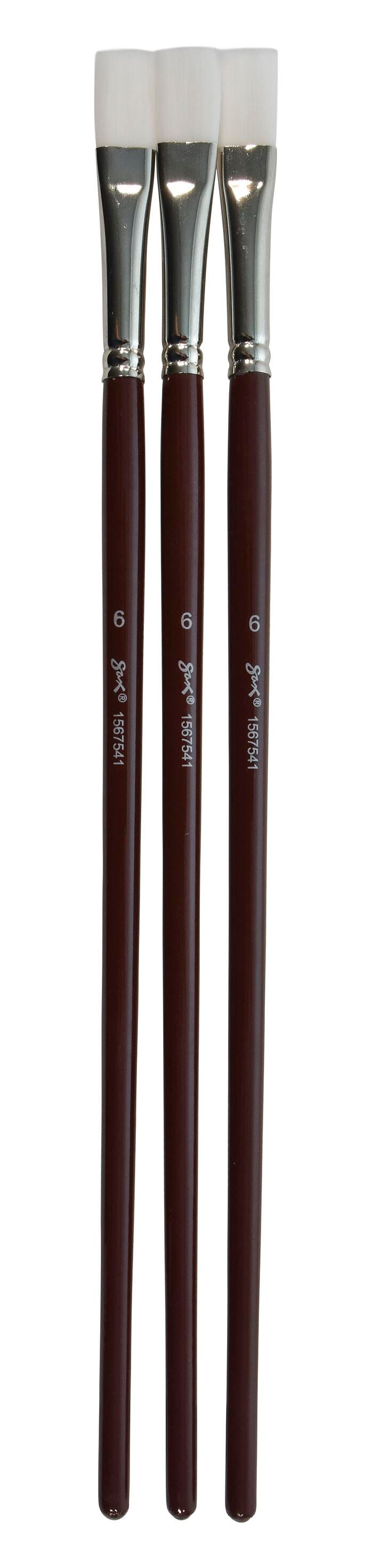 Sax Optimum White Taklon Synthetic Paint Brushes, Bright, Size 6, Set of 3 1567541